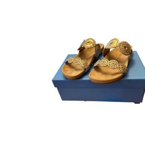 Jack Rogers Sandals, gold slides size 7